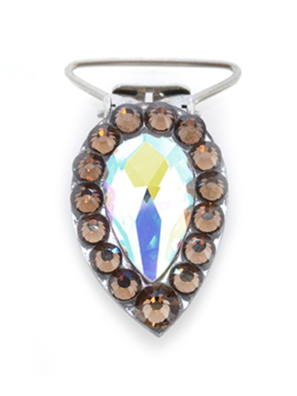 Irish Dance Number Clip - Pear Shaped, Smoked Topaz & Crystal AB
